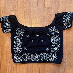 Express Off the Shoulder Bandana Print CropTop